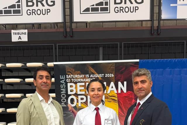 Master Kambiz R. Ali MBE with Master Carolina, And Master Ramin at the 2026 Belgian Open G1 