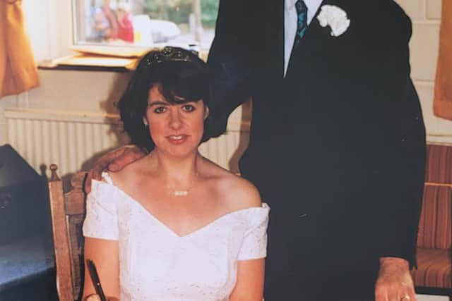 Tracey and Bob on their wedding day