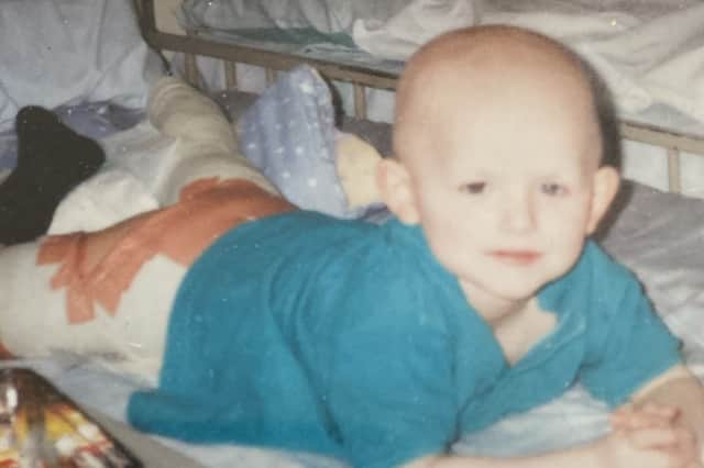 Ryann undergoing cancer treatment as a child.
