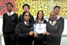 Geography students at Bishop Young CofE Academy proudly present their Geographical Association Secondary Geography Quality Mark certificate.