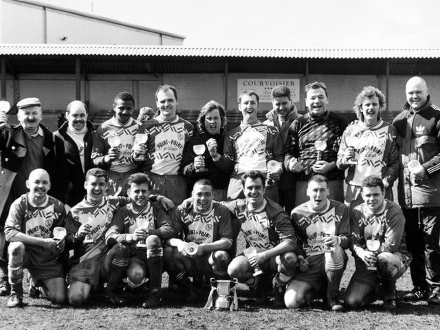 Swinnow Hotel who beat Horsforth Fairweather 4-3 at Farsley Celtic's ground, in April 1994 to lift the John Mawson Trophy.