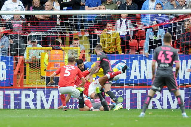 Macauley Bonne nets Charlton's winner against Leeds United.