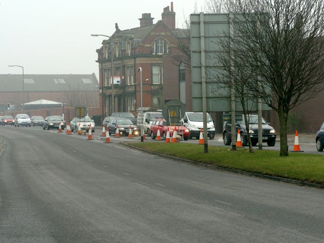 Same old, same old. Roadworks on Kirkstall Road were causing traffic delays.