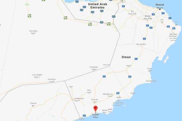 Salalah, in southern Oman, where Audrey Lindley and Juanita Baptiste were killed in a road collision while on a cruise excursion