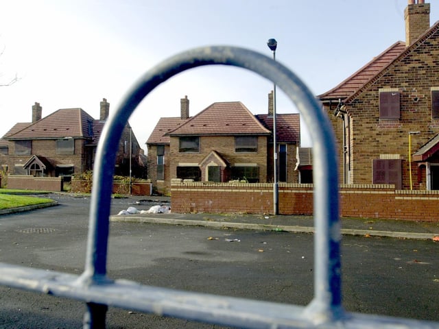 Boarded up houses on Ullswater Crescent.