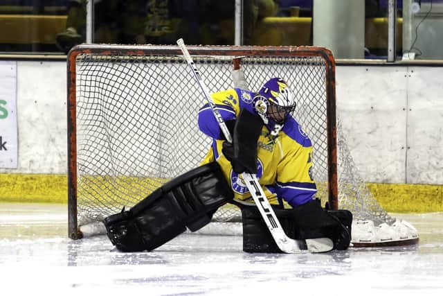 ABLE DEPUTY:  Leeds Chiefs' back-up goaltender, Miles Finney, filled in for Sam Gospel at Bracknell Bees. Picture courtesy of Kevin Slyfield.