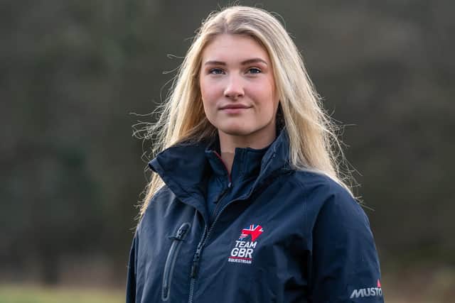 TEAM: Izzy Palmer in her Great Britain riding kit. Picture: James Hardisty.