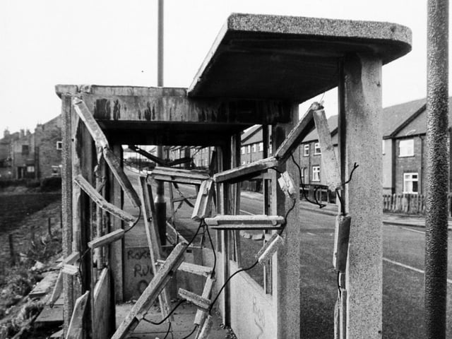 This vandalised bus shelter at the Roker l;ane and Kent Road junction was making the news.