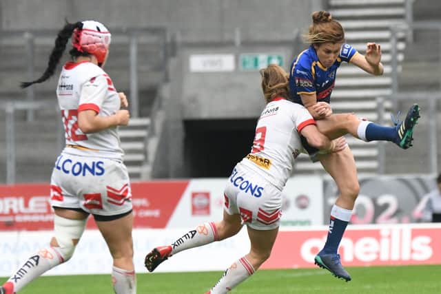 Courtney Hill in action against St Helens in last week's qualifying semi-final.