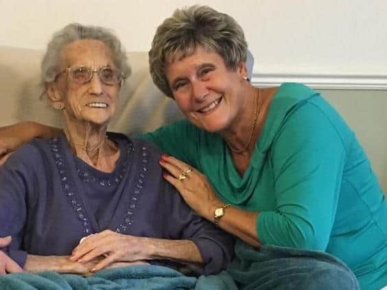 Clare Gill's mum Elizabeth  with her mum Margaret Hood sharing their last birthday together.