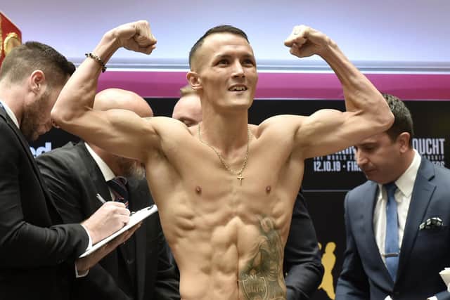 Josh Warrington in good shape at the weigh-in. PIC: Steve Riding
