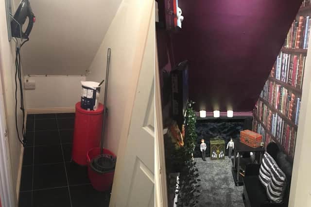 A Leeds mum has turned a cupboard under the stairs into a Harry Potter-themed playroom for her daughter