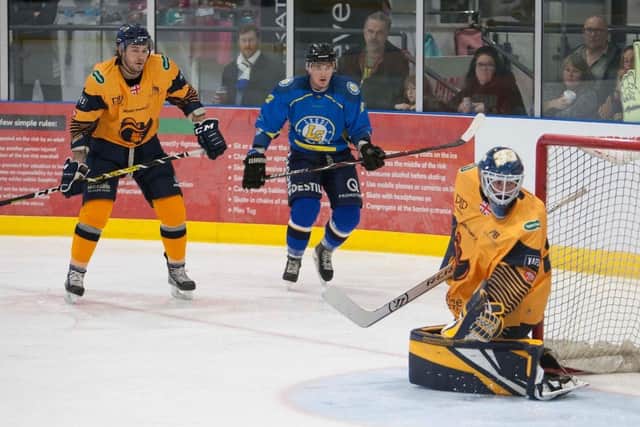 Liam Charnock impressed on debut for Leeds Chiefs in the 4-0 win at Raiders IHC. Picture courtesy of John Scott.