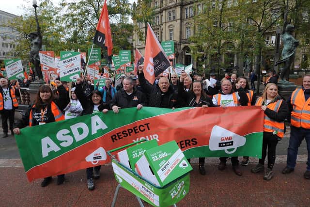 Marchers, pictured setting off in City Square, were joined by GMB general secretary Tim Roache.