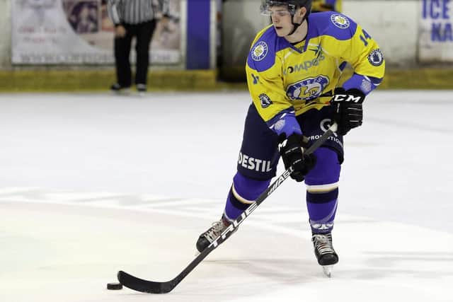 ON TARGET: Defenceman Lewis Baldwin scored his second goal of the season for Leeds Chiefs in the 5-4 overtime defeat at Hull Pirates. Picture courtesy of Kevin Slyfield.