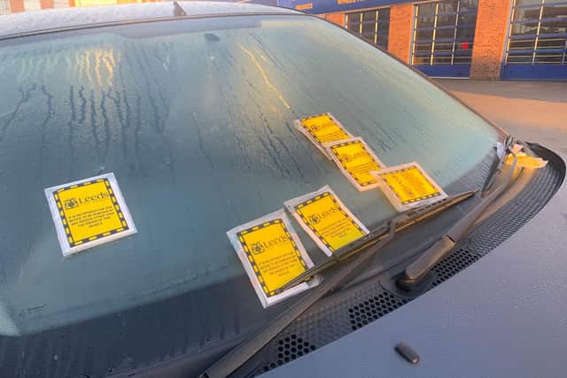 A car parked on Millwright Street near Leeds city centre has racked up a week's worth of parking fines