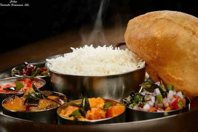 Tharavadu dishes based on rice, fish, poultry and vegetarian choices