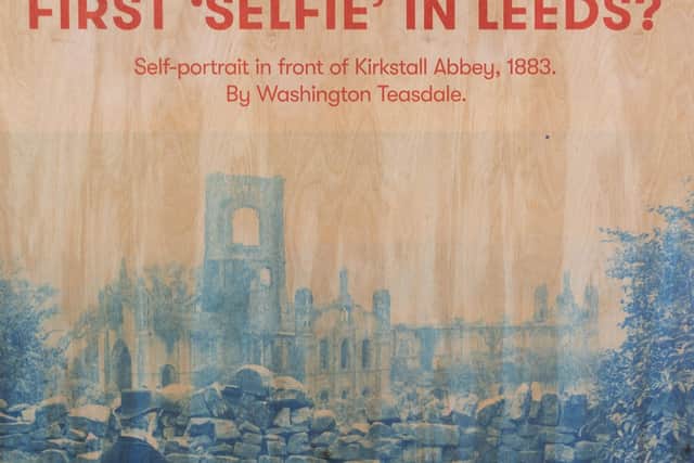 Pictured A copy of what could be Leedss very first selfie in the ruins of Kirkstall Abbey taken by Washington Teasdale, 1883.