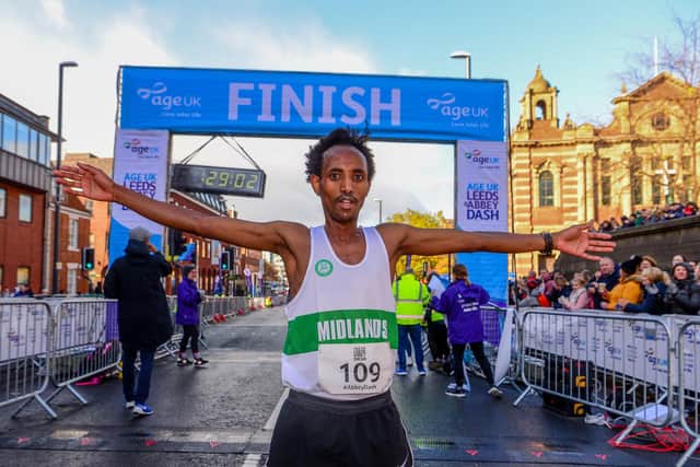 Omar Ahmed. was the first male runner to complete the Leeds Abbey Dash 2019.
Picture James Hardisty.
