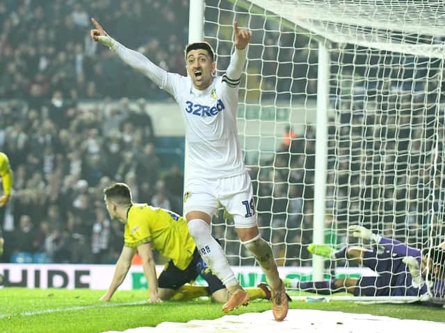 Pablo Hernandez celebrates the late drama as Leeds United beat Blackburn Rovers on Boxing Day last year. Photo by George Wood/Getty Images.