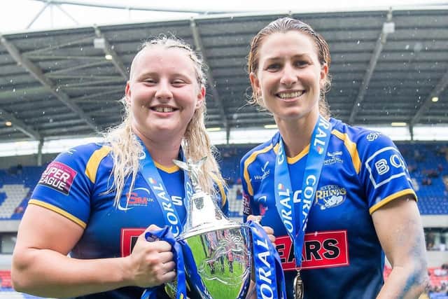Charlotte Booth and Courtney Hill with the Challenge Cup.