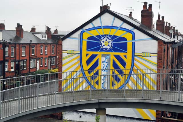 A Leeds United mural  on a house in Tilbury Mount in Holbeck, Leeds. Photo by Gary Longbottom.