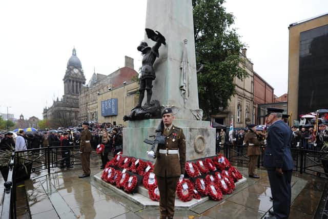 A previous Remembrance Day service at Victoria Gardens in Leeds.