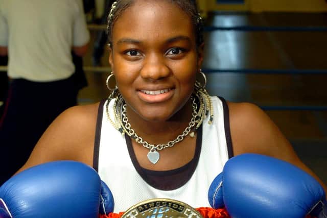 Early days: Boxer Nicola Adams with her belt at Sharkey's Gym on Meanwood Road, in October 2006. Picture by Jonathan Gawthorpe.