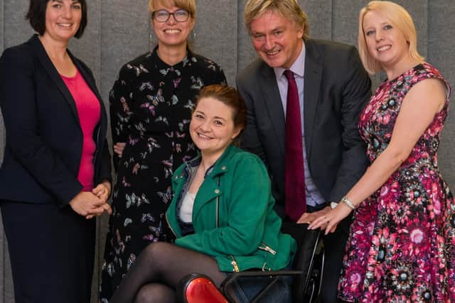 From left, judgesCoun Helen Hayden, Hannah Davies,Dr Hannah Barham-Brown, Russ Piper and Laura Collins. Picture: James Hardisty