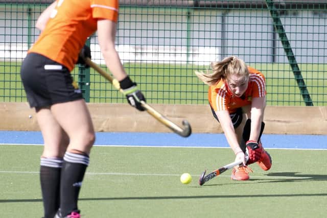 Action from Leeds Adel Hockey Club Ladies 1sts 1-1 draw with Boston Spa.