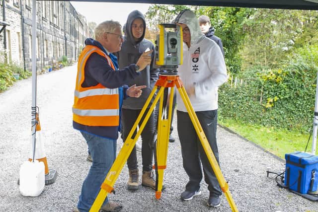 Jurgen Neuberg, professor of Geophysics at the University of Leeds, pictured left, working with students at Fulneck School, Pudsey. Photo by Tony Johnson.