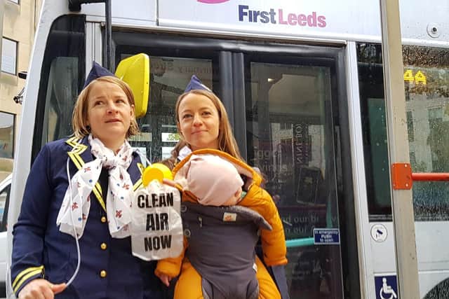 Ellen Clarke (left) with Caroline Thomas and her 11-month-old daughter, who were campaigning with the Air Team