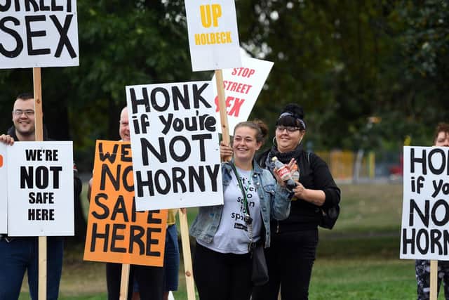 Female residents in Holbeck staging a protest in Autumn 2018 calling for an end to the Managed Approach, which they say only encourages sex work and creates more risks to their safety