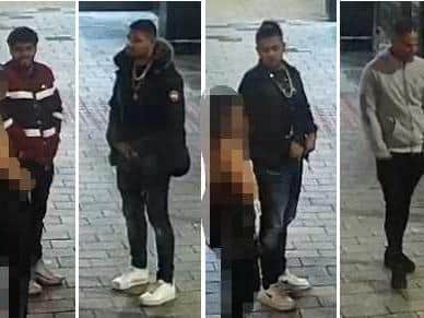 West Yorkshire Police have released this CCTV image of four men they want to identify following two robberies.