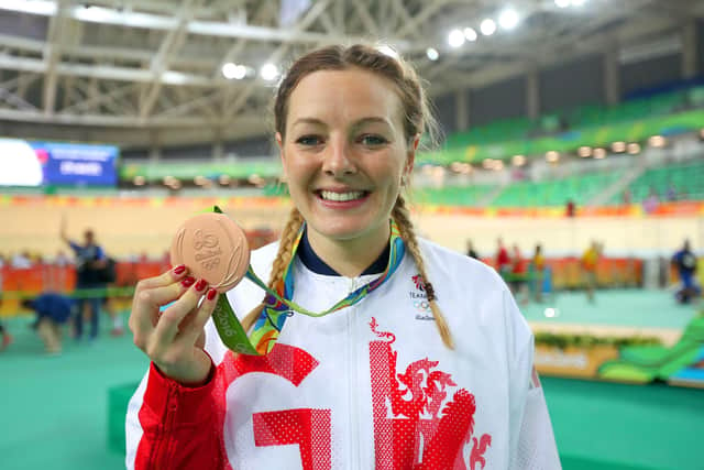 Katy Marchant poses with her bronze medal after the women's sprint at the 2016 Rio Olympics. Picture: David Davies/PA.