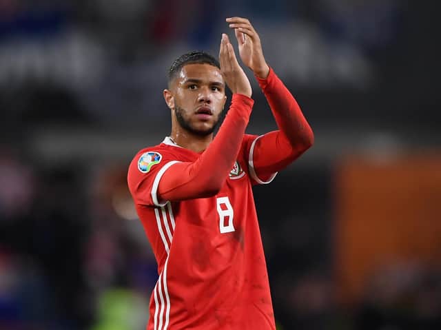 Leeds United forward Tyler Roberts in action for Wales this weekend.