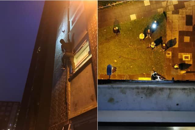 Leeds District's 'most wanted' man tried to escape by scaling down the fifth floor of a building