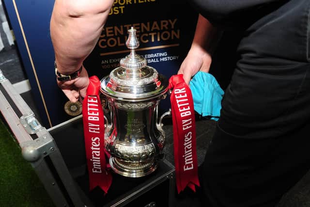 The FA Cup was on display at the Leeds United Centenary Exhibition between 10am and 4pm today