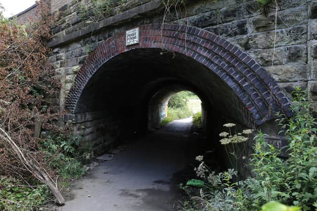 The railway underpass in Wakefield where Elsie Frost was found murdered after being stabbed to death. Picture: SWNS
