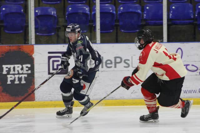 FLYING WINGER: Liam Charnock pictured in his Sheffield Steeldogs days against Billingham Stars. Picture courtesy of Cerys Molloy.