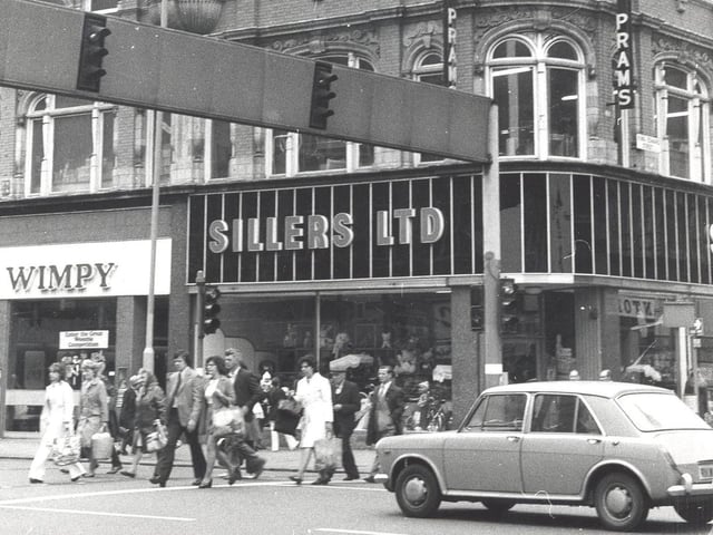 Do you remember Sellars Prams and enjoying a burger at Wimpy back in the day? Pictured in July 1974.