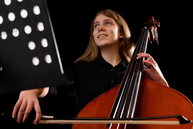 Fourteen-year-old Angelica earned a place as one of ten double bass players in the National Youth Orchestra. Photo by James Hardisty.
