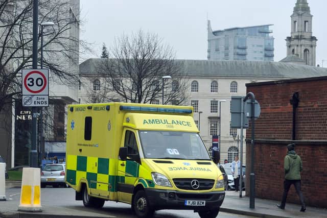 Ambulance arriving at Leeds General Infirmary