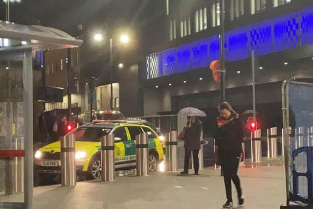 Ambulance crews attending an incident at Leeds Station