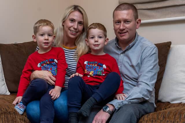 Clare and Carl Chapman are pictured with sons  Finley (right) and Austin.
Photo: James Hardisty