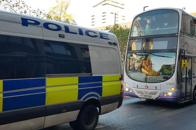 Police escorting Middlesbrough fans to the match.