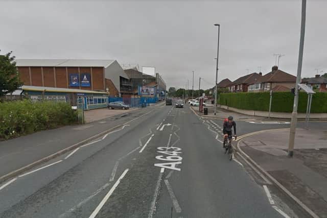 A driver was injured after his car was deliberately reversed into on Elland Road. Photo: Google.