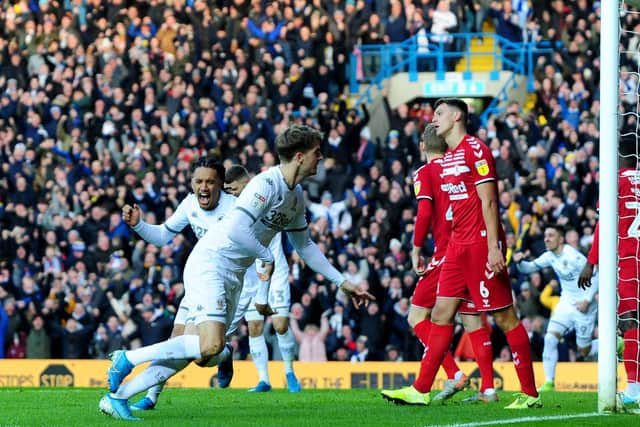 Patrick Bamford celebrats his opening goal at Elland Road. (Simon Hulme)