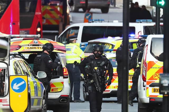 Armed police and emergency services at the scene of an incident on London Bridge (Photo: Gareth Fuller/PA Wire)