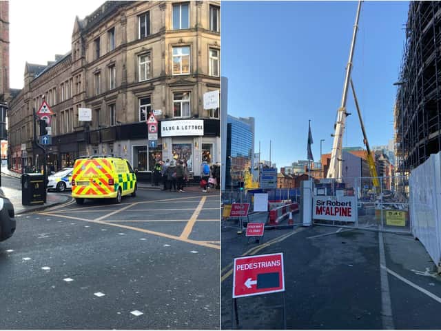 There are bus delays and diversions in place due to an ongoing police incident and a crane removal in Leeds.